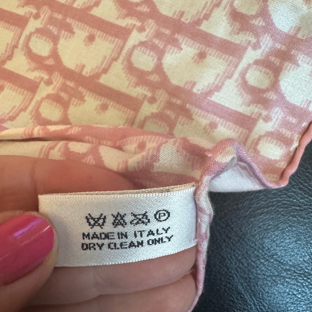 Christian Dior Pink and White Signature Silk Scarf - Picture 7 of 7